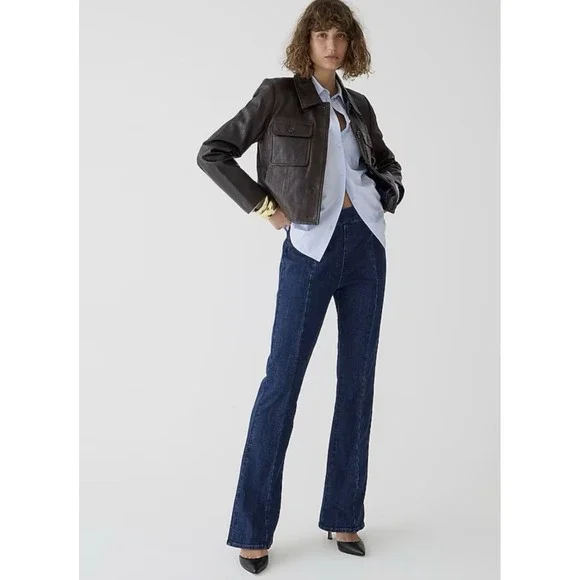 J.CREW RE-IMAGINED Women's 26 Pintuck Skinny Flare Back Zip Night Sky Wash Jeans - Picture 1 of 16